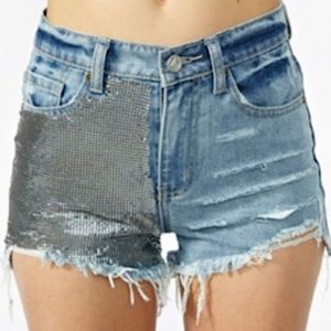 “NEW” UNIF Metal High-Rise Cut-Off Shorts
